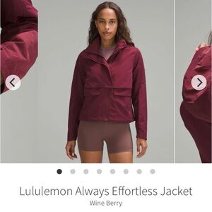 Lululemon Always Effortless Jacket Wine Berry size 8 NWT